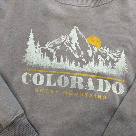 Hollister Purple Colorado Rocky Mountains Cropped Sweatshirt - Picture 2 of 5